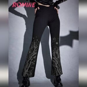 Romwe Midnight Moon Flare Leggings